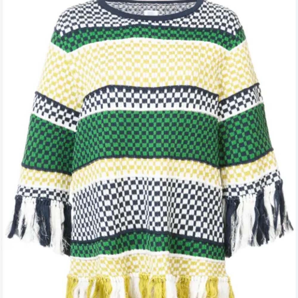 Rosie Assoulin Green and Yellow Checkered Sweater